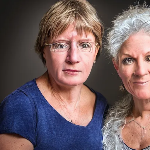 Image similar to stunning award winning hyperrealistic hdr 8 k highly detailed portrait photo of sherri and terri mackleberry as real humans