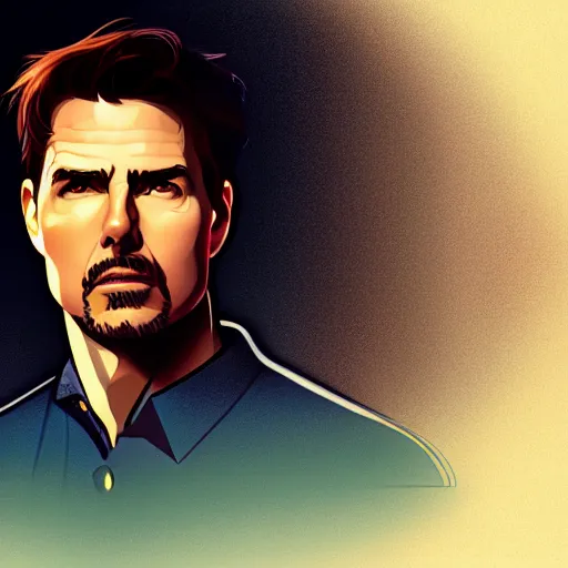 Prompt: Tom Cruise playing Tony Stark, ambient lighting, 4k, alphonse mucha, lois van baarle, ilya kuvshinov, rossdraws, artstation