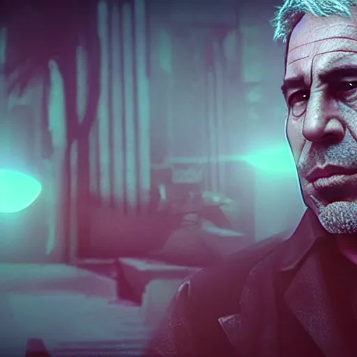 Prompt: jeffrey epstein in wolfenstein, splash art, movie still, cinematic lighting, glowing, neon light, ray tracing, octane render, long lens, shallow depth of field, bokeh, anamorphic lens flare, 8 k, hyper detailed, 3 5 mm film grain