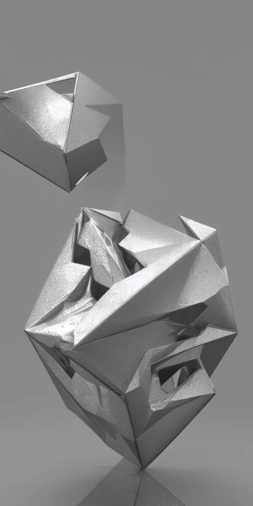 Prompt: a photorealistic render of a metallic platonic solid sculpture, made of liquid metal, c 4 d, by zhelong xu and ernst haeckel, wide angle, hyper realistic, plain background, 8 k, volumetric lightning, octane render