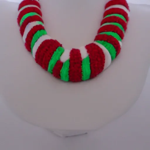 Image similar to candy cane necklace, photorealistic, beautiful, recursive