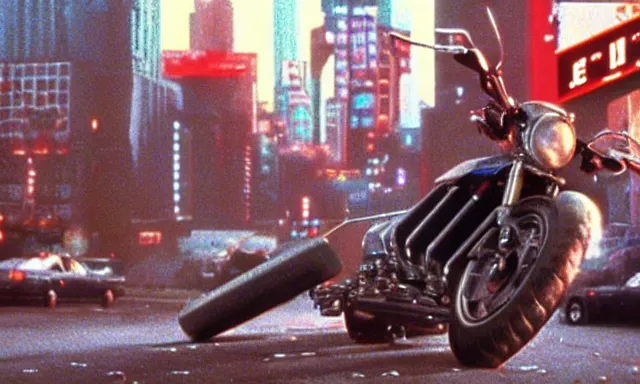 Prompt: full - color cinematic movie still from a 1 9 8 8 live - action adaptation of akira, in neo tokyo. science - fiction ; action ; gritty ; dystopian ; violent ; apocalyptic.