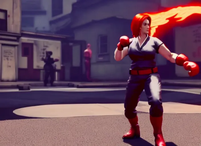 Prompt: dana scully's special move in street fighter v ( 2 0 1 7 ), dynamic pose, official media, ps 4 in - game cinematic, 5 k