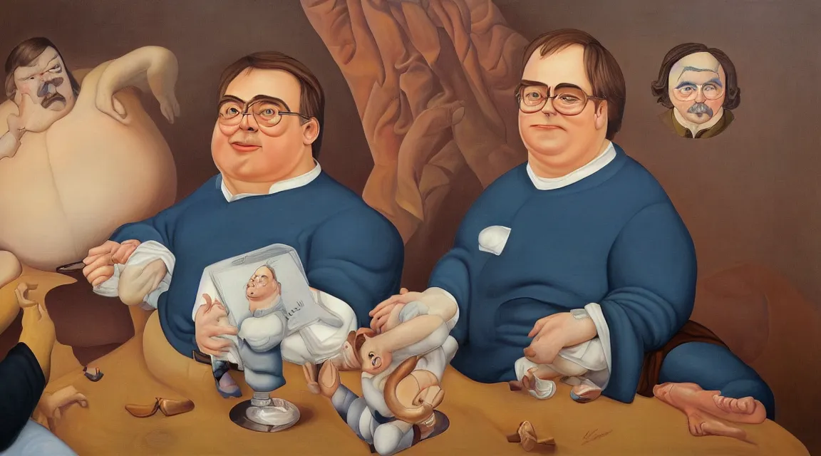 Image similar to portrait of Linus Torvalds painted by fernando botero