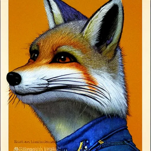 Prompt: upper body portrait of fox mccloud by norman rockwell, furry, anthropomorphic, fox mccloud star fox, norman rockwell