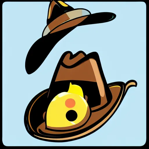 Image similar to happy fish wearing a cowboy hat, sideways, vector, plain background