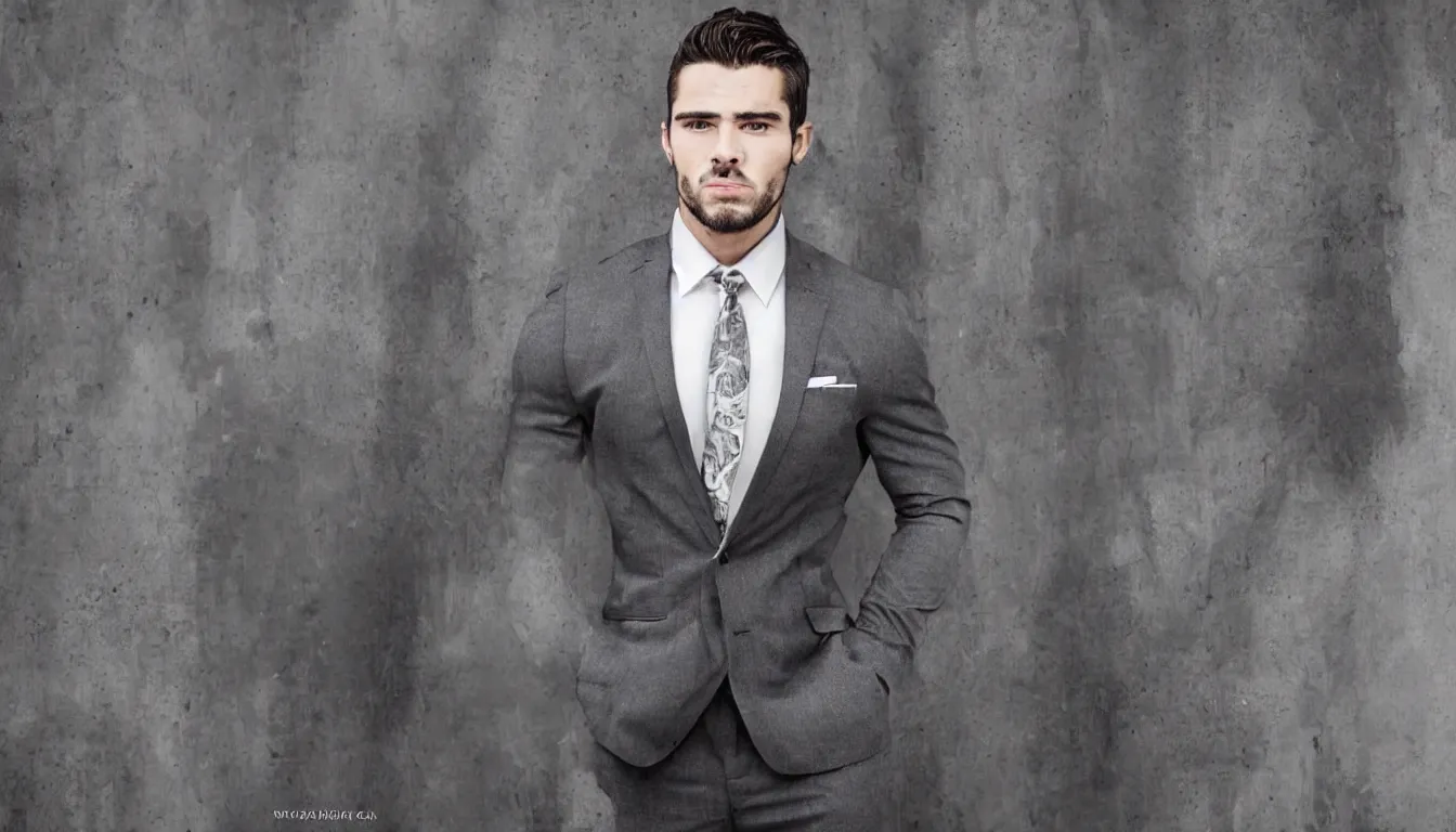 Image similar to highly detailed photo of a handsome, muscular man in a suit