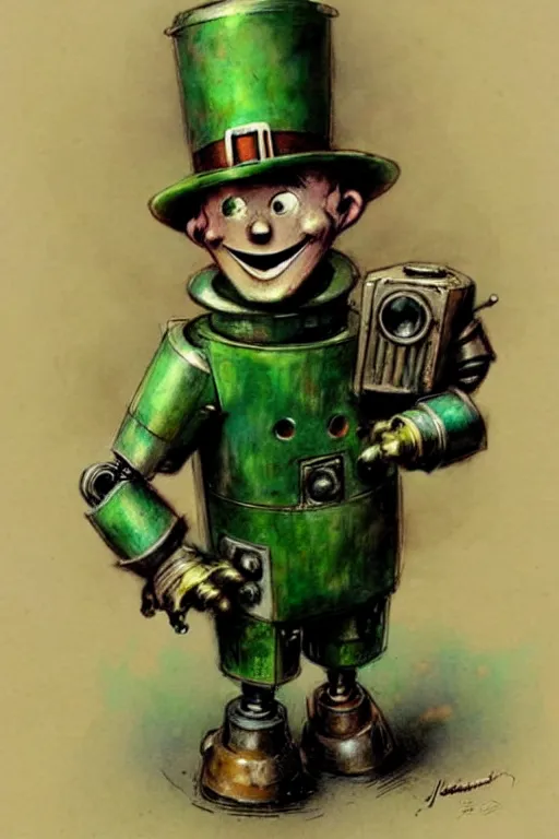 Image similar to ( ( ( ( ( 1 9 5 0 s robot leprechaun. muted colors. ) ) ) ) ) by jean - baptiste monge!!!!!!!!!!!!!!!!!!!!!!!!!!!!!!