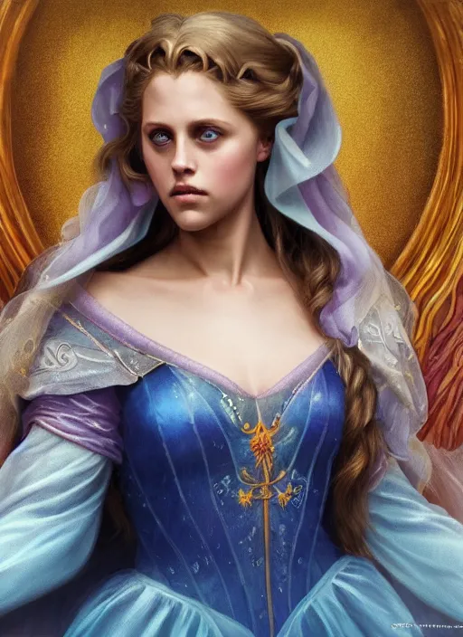 Image similar to beautiful young happy teresa palmer as the aurora sleeping beauty princess, closeup, d & d, fantasy, intricate, elegant, highly detailed, digital painting, artstation, concept art, matte, sharp focus, illustration, art by artgerm and greg rutkowski and alphonse mucha