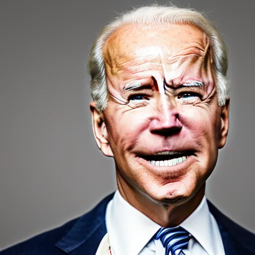 Image similar to portrait photo of a joe biden with a black eye looking into the camera, indoors, f 1. 4, golden ratio, rim light, top light, overcast day