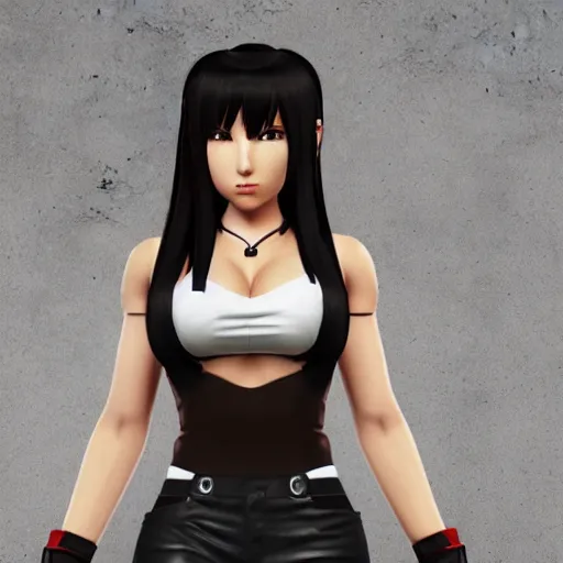 Prompt: high quality screenshot of tifa lockhart, trending on artstation