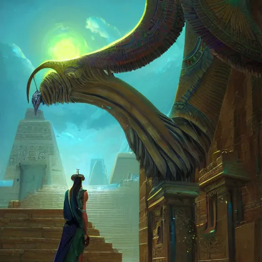 Prompt: highly detailed portrait of thoth the egyptian god, emerald tablets, stephen bliss, unreal engine, fantasy art by greg rutkowski, loish, rhads, ferdinand knab, makoto shinkai and lois van baarle, ilya kuvshinov, rossdraws, tom bagshaw, global illumination, radiant light, detailed and intricate environment