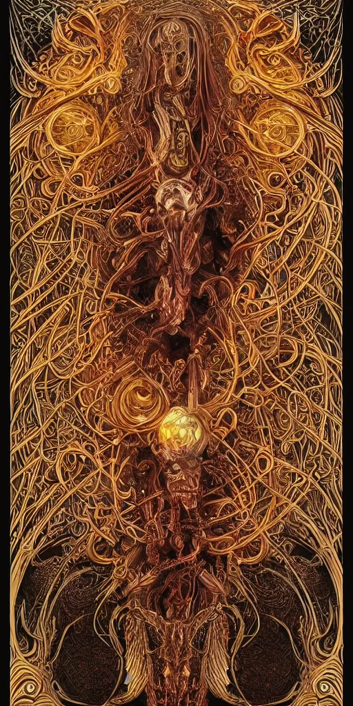 Image similar to Elden Ring and Doom themed intricate painting of majestic chromatic biomechanical anatomical psychedelic mushroom druid central figure intricate highly detailed symmetrical, golden ratio concept, Neo-Gothic concept, infinity waves, masterpiece of cinematic movie screen printing poster colorful and vivid pattern, by Artgerm, Edmund Leighton, Darius Zawadzki, James Jean, Mark Brooks and Moebius, Artstation trending