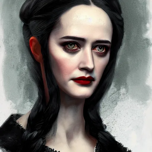 Image similar to portrait painting iris von everec, eva green, the witcher, artstation, detailed