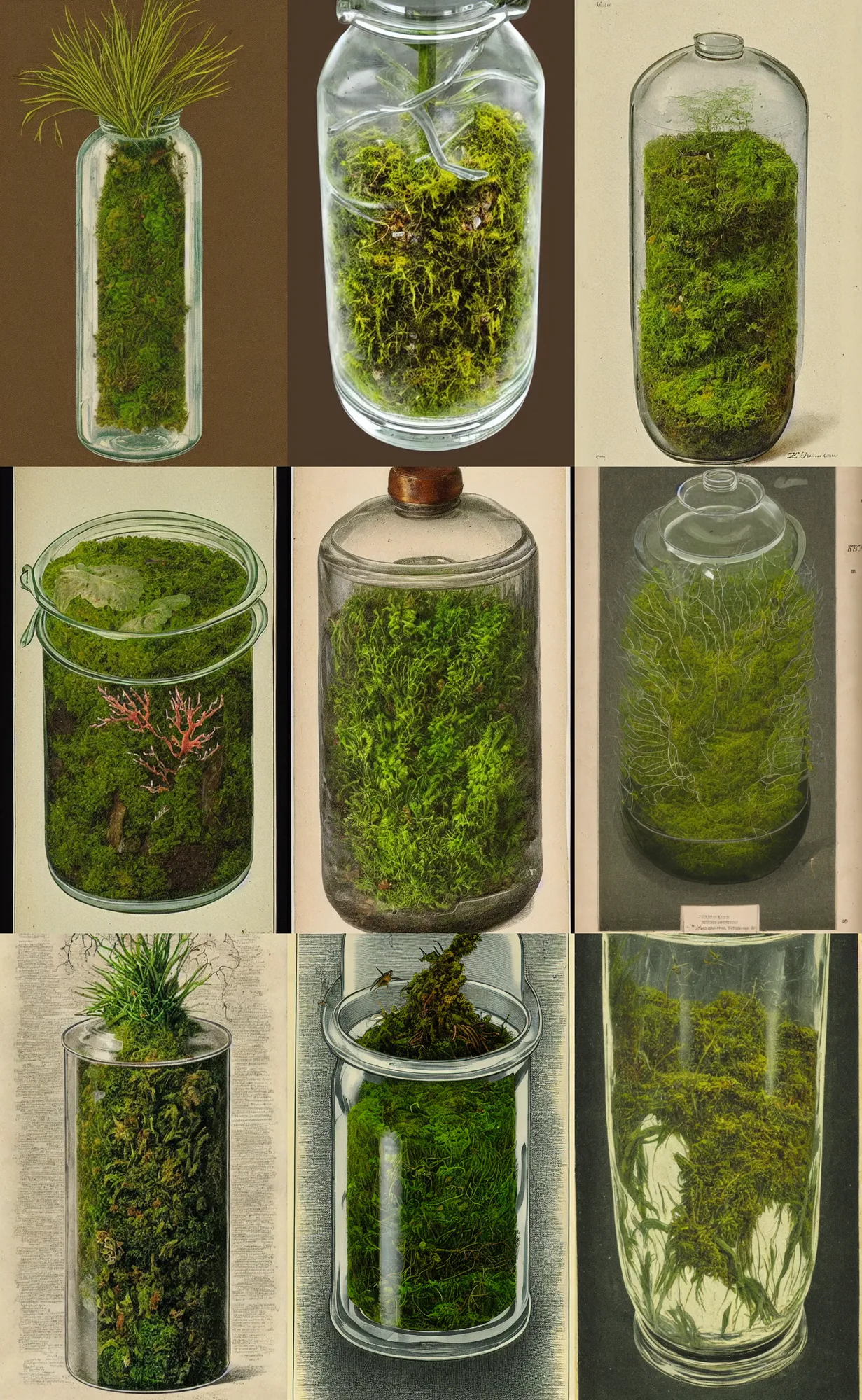 Prompt: glass jar with very rich and very very very very very very very very very very very very very very very very very very very very very very very beautiful moss inside botanical and zoological scientific illustration, made by Ernst Haecke