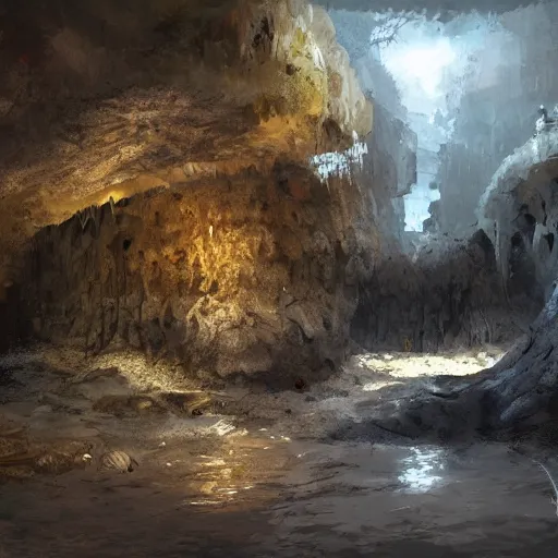 Image similar to caves of the salt marshes, artstation, digital art, concept art