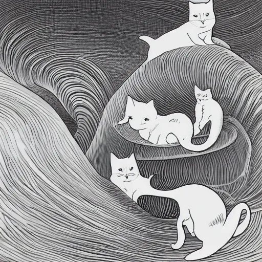 Prompt: moebius wave of cats