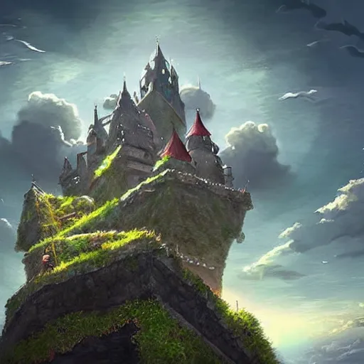 Image similar to a floating castle in the sky, clouds background, island floating in the sky, epic fantasy style art, fantasy epic digital art