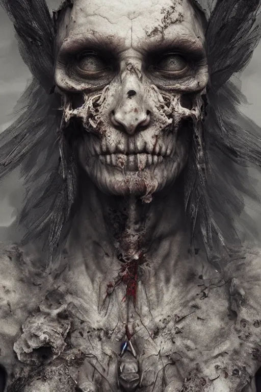 Prompt: Hyper realistic god of death portrait with dark clothes, Cinematic lighting, ultra super good realistic 3D render by pete morbacher and Emil Melmoth, Trending on Artstation, I can't believe how detailed this is, 8k