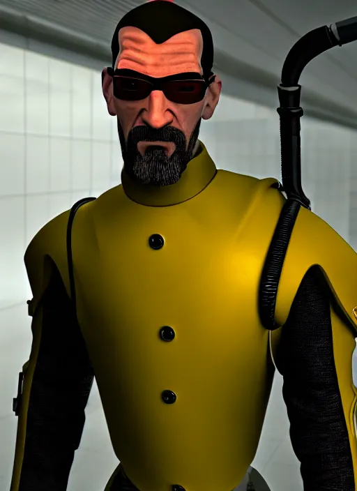 Image similar to gordon freeman in the matrix, professionally color graded, hazard suit, interesting angle, professional photography, sharp focus, 8 k high definition, insanely detailed