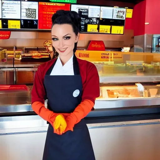 Prompt: Azula works at the counter at McDonald’s taking orders