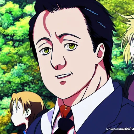 Image similar to Prime Minister David Cameron in the anime movie Garden of Words, Koto no ha no niwa, Matoko Shinkai, beautiful, anime, colorful, animation