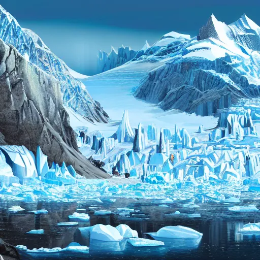 Prompt: idyllic masterpiece of glacial festivity in the skirts of star mountains in Antarctica, quarrel of mountain Monarch gods, cinematic, establishing shot, extremely high detail, photorealistic, cinematic lighting, intricate line drawings, 8k resolution