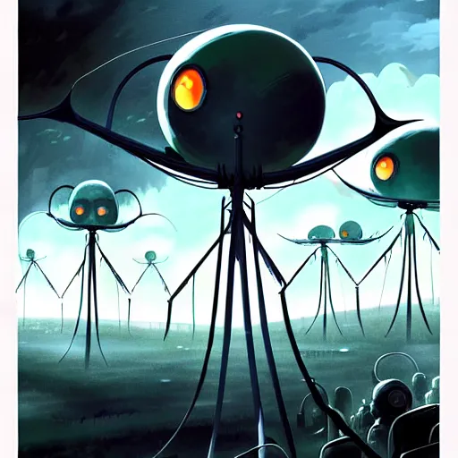 Image similar to war of the worlds 2 0 0 5 movie, artstation, cartoon, elegant, highly detailed, digital painting, concept art, smooth, sharp focus, illustration, art by studio ghibli