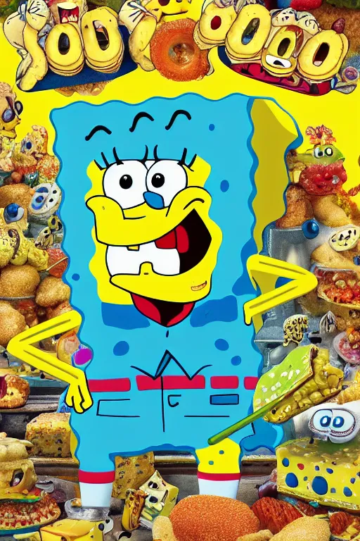 Image similar to spongebob on the cover of a food magazine, 8 k, hdr, detailed, 4 k, 1 6 k