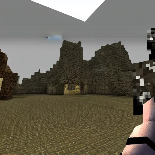 Image similar to resident evil 4, minecraft