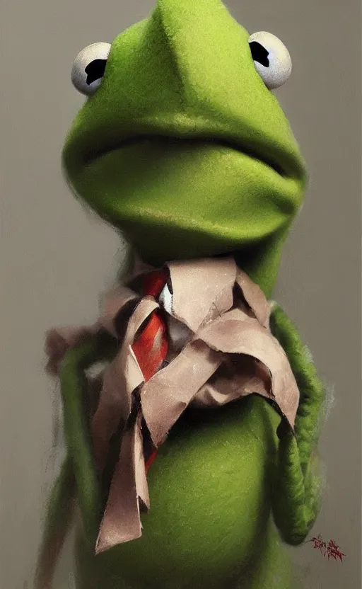 Image similar to kermit the frog by zhaoming wu, nick alm