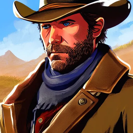 Arthur Morgan from Red Dead Redemption 2 drawn in the, Stable Diffusion