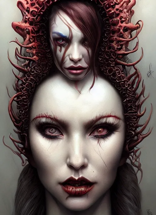 Image similar to a hyper detailed face portrait of the queen of blades, wide eyes, diablo 4 lilith, sideshow figurines, cthulu, by tom bagshaw, artgerm, dorian cleavenger, zdzisław beksinski trending on artstation