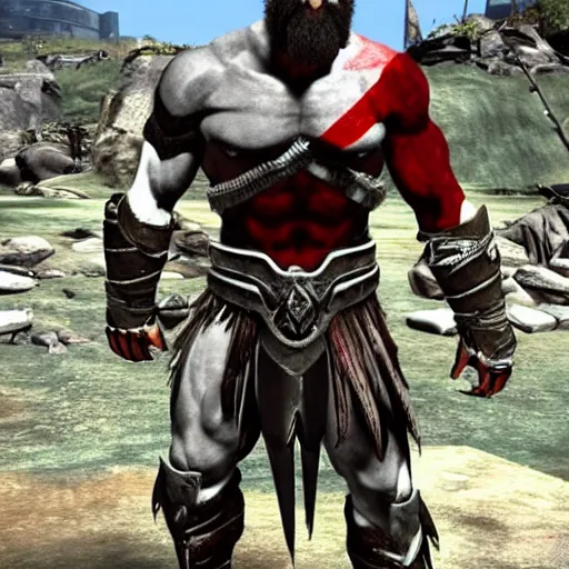 Image similar to kratos from god of war in halo spartan armor