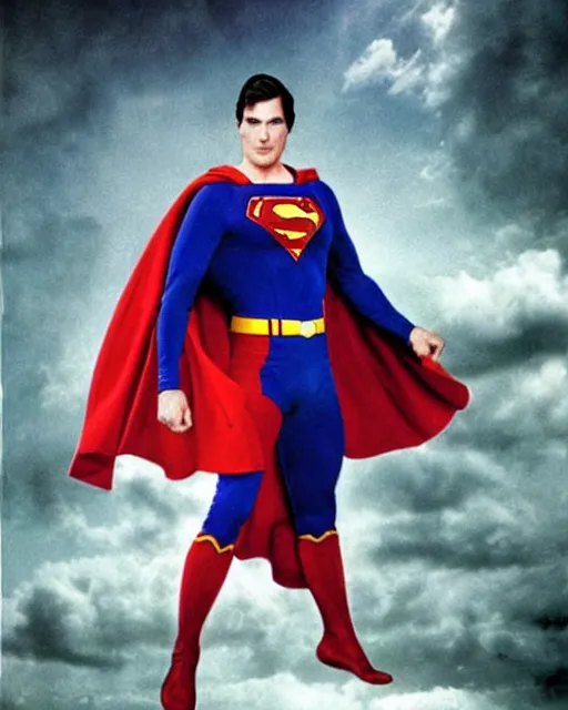 Image similar to Christoper Reeve’s Superman as Hal Jordan photographed in the style of Annie Leibovitz