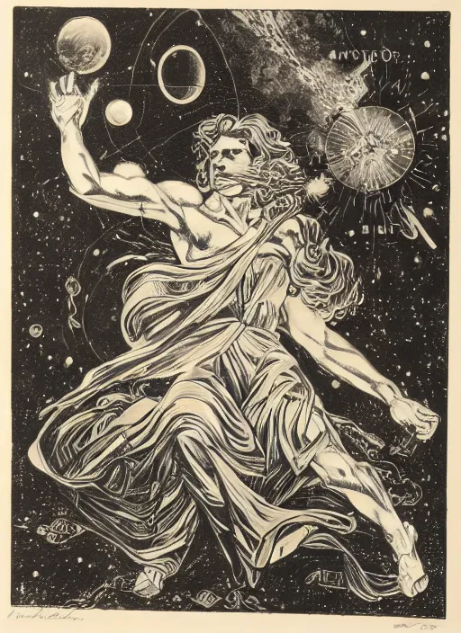 Prompt: medieva occutl etching, very detailed, of the spirit of jupiter