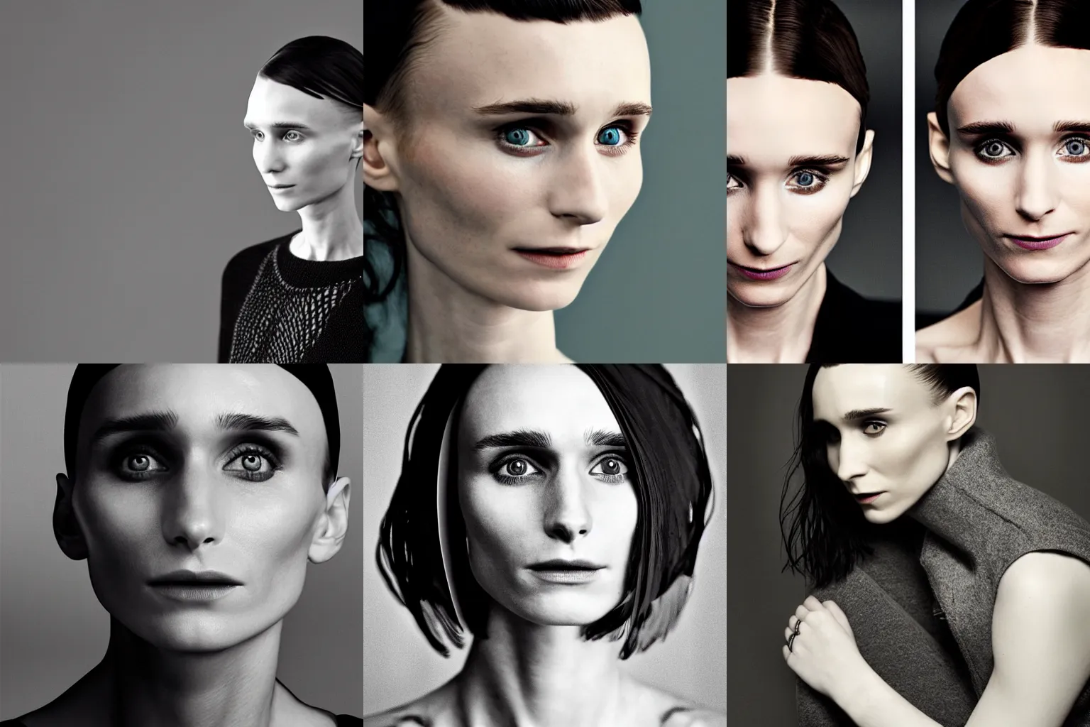 Prompt: a realistic, symmetrical, photorealistic portrait of actress rooney mara, with a subtle smile, high detail, portrait photography by Martina Johanna