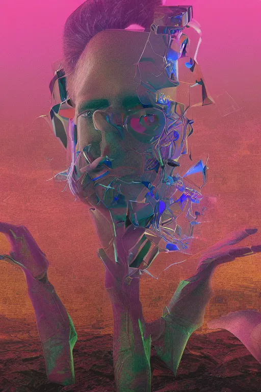 Image similar to an incredible digital art painting of a synapse, beeple and jean giraud, abstract conceptual, metaphysical, cinema 4 d, octane render, vaporwave pallette