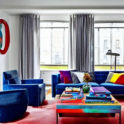 Prompt: a vibrant modern living room