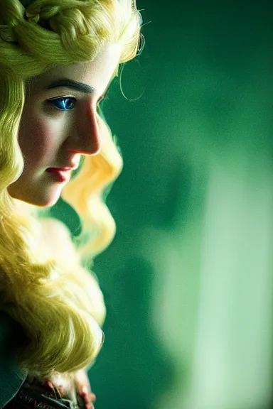 Image similar to very very intricate photorealistic photo of a realistic human version of princess peach in an episode of game of thrones, photo is in focus with detailed atmospheric lighting, award - winning details