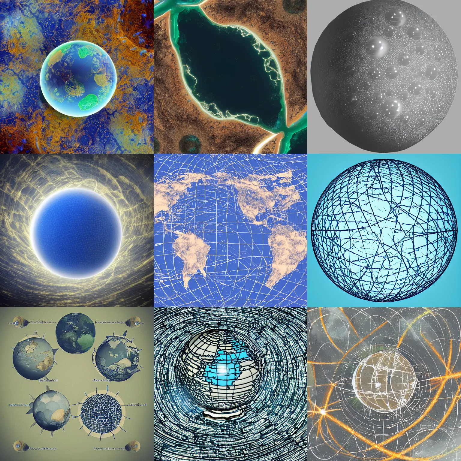 Prompt: sea full of interconnected spheres