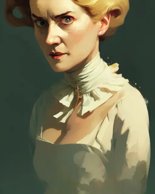 Image similar to hyper - realistic portrait of dolores abernathy as a jane austen character by atey ghailan, by greg rutkowski, by greg tocchini, by james gilleard, by joe fenton, by kaethe butcher, dynamic lighting, gradient light yellow, brown, blonde cream and white color scheme, grunge aesthetic