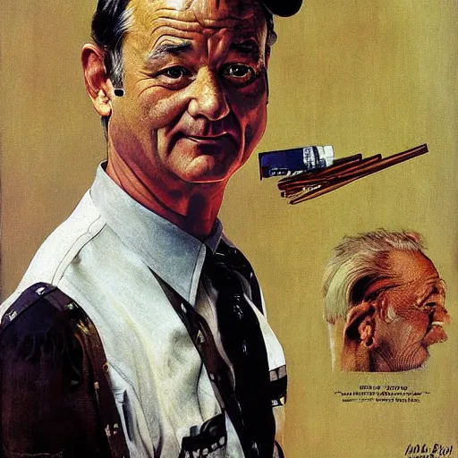 Image similar to Bill Murray portrait painted by Norman Rockwell