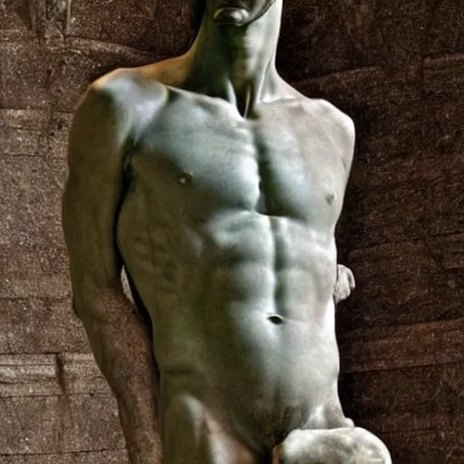 Image similar to handsome quidward, michelangelo david