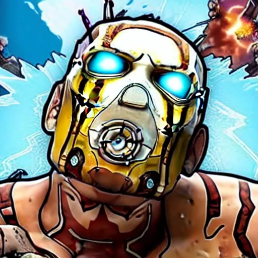 Prompt: Screenshot from new Borderlands DLC featuring Ironman, 8k photorealistic