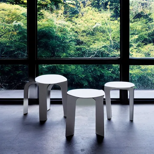 Prompt: the bokeh stool by tadao ando