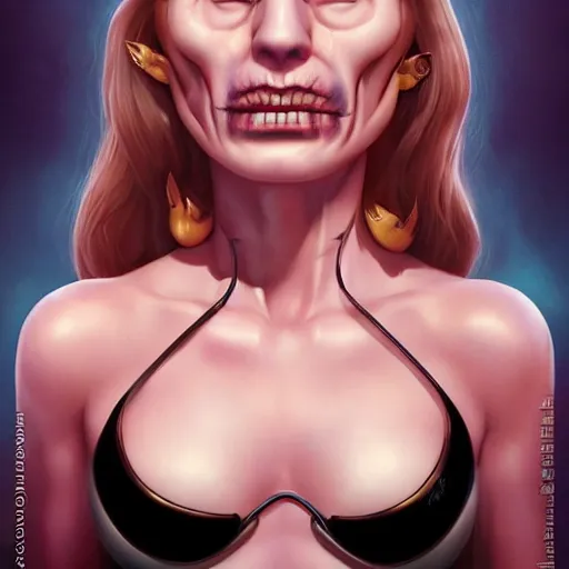 Image similar to lofi portait of the dark lord voldemort as a female in bikini, Pixar style, by Tristan Eaton Stanley Artgerm and Tom Bagshaw.