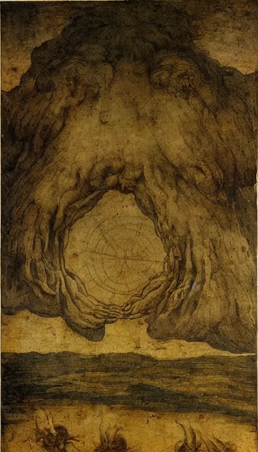 Image similar to the end of the world, by leonardo da vinci