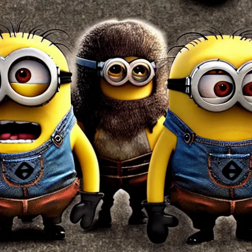 Image similar to The minions in The Vikings Digital art very detailed 4K quality Super Realistic