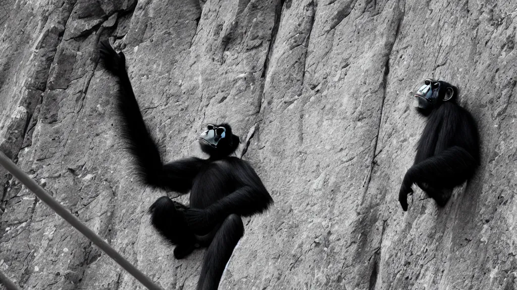 Prompt: monochrome inspiring... is that a chimpanzee or a climb? i really can't tell.